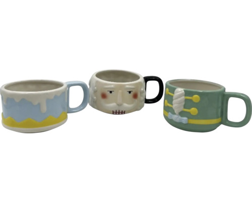 Trois tasses à café décoratives avec différents motifs