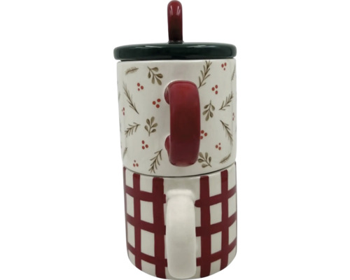 Tasse empilable avec couvercle et deux motifs différents