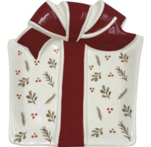 Plat décoratif en forme de cadeau avec nœud et motif