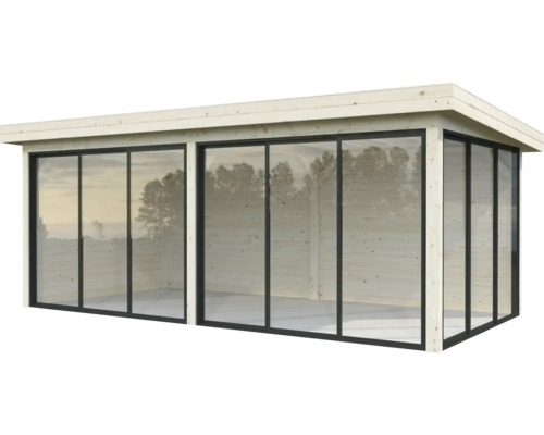 Pavillon Palmako Lenna Slide Plus 16,6 m² Set 702 588 x 300 cm tauchimprägniert Modernes Gartenhaus mit großen Glasschiebetüren