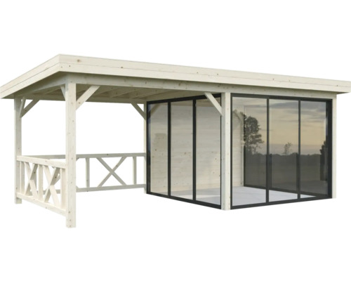 Pavillon de jardin en bois avec portes coulissantes