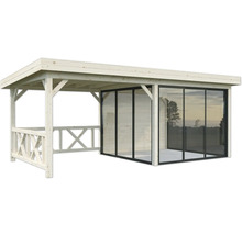 Pavillon de jardin en bois avec parois en verre