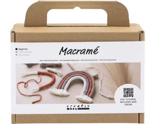 Makramee Mini Craft Kit für Anfänger, Fortgeschrittene und Experten in einer Kartonverpackung mit Griff