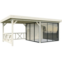 Holzpavillon mit Glaschiebewänden für den Aussenbereich