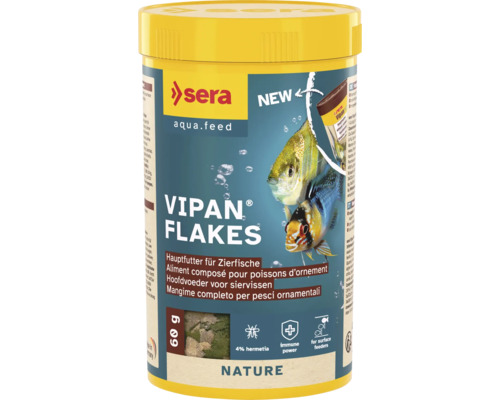 Fischfutter sera Vipan Flakes 250 ml (60 g), Hauptfutter, Flockenfutter Sera Vipan Flakes Fischfutter für Zierfische