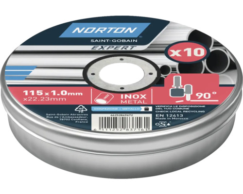 Norton Saint-Gobain Expert Trennscheibe für Metall, 115 x 1,0 Millimeter, 10 Stück