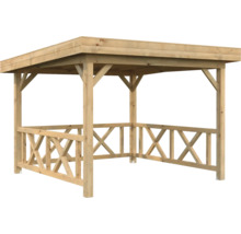 Pavillon de jardin en bois avec toit et garde-corps