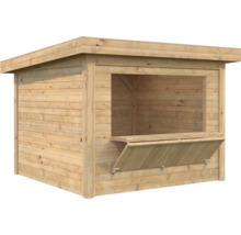 Stand de vente en bois avec comptoir rabattu