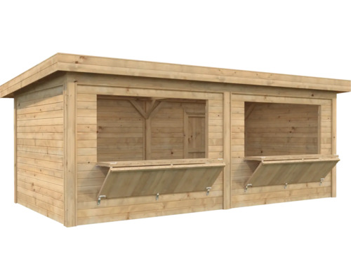 Abri de jardin en bois avec deux fenêtres de distribution