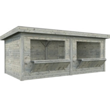 Stand de vente en bois avec fenêtres de distribution