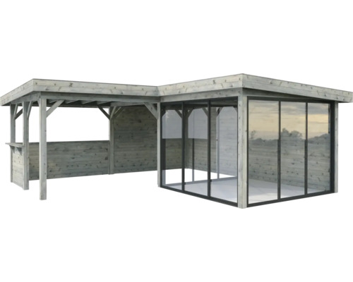 Pavillon de jardin en bois avec façade vitrée