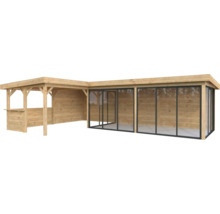 Pavillon de jardin en bois avec parois en verre