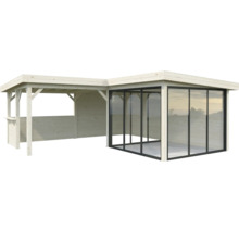 Pavillon de jardin en bois avec paroi en verre