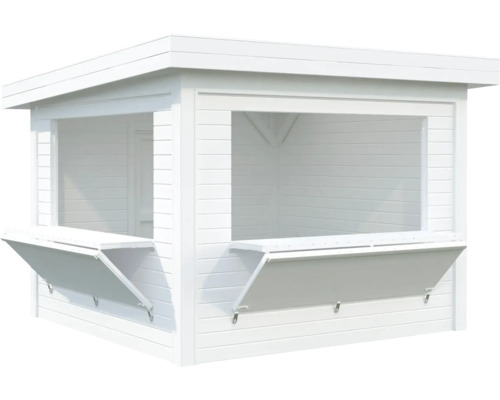 Kiosque en bois blanc avec comptoir rabattable