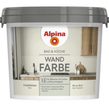 Seau de peinture murale Alpina pour salle de bain et cuisine, coloris craie, aspect mat