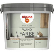 Seau de peinture murale Alpina pour salle de bain et cuisine, couleur fougère argentée, finition mate, convient aux pièces à forte humidité, portée d'environ 20 mètres carrés