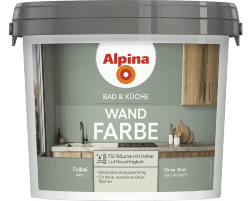 Pot de peinture murale Alpina pour salle de bains et cuisine sauge
