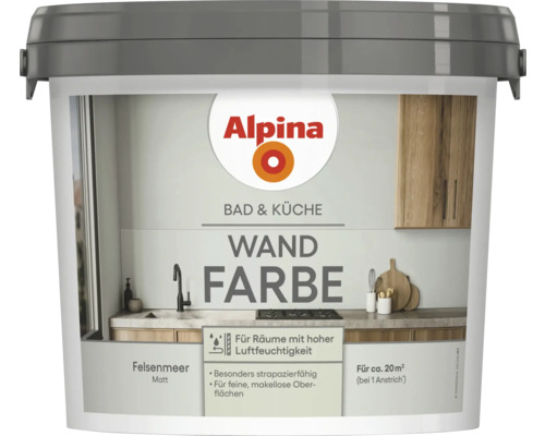 Peinture murale Alpina pour salle de bain et cuisine, Felsenmeer mat, convient aux pièces à forte humidité