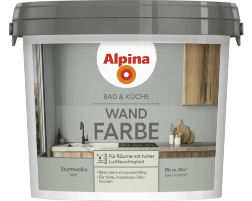 Pot de peinture murale Alpina Bain et Cuisine Nuage orageux Mat pour intérieur