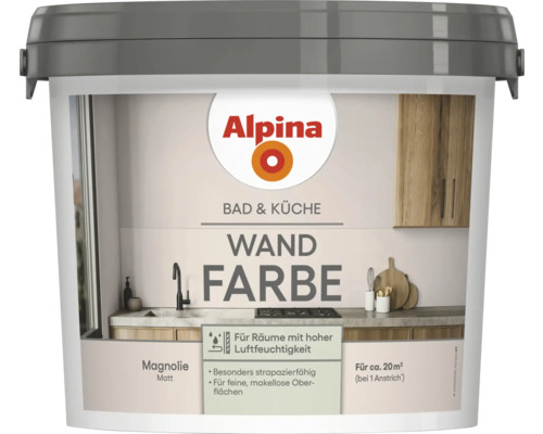 Seau de peinture murale Alpina salle de bain et cuisine Magnolia mat