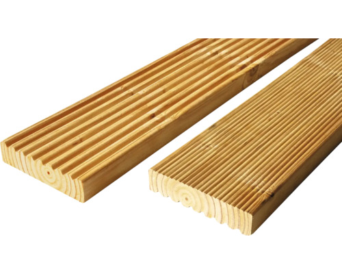 Holz Terrassendiele Douglasie feingeriffelt und genutet 28x120x3000 mm Geriffelte Terrassendielen aus Holz