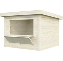 Stand de vente en bois avec comptoir rabattu