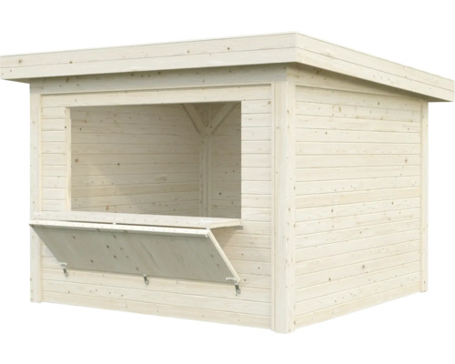 Stand de vente en bois avec comptoir rabattu