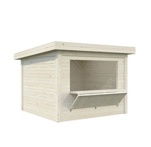 Kiosque de jardin en bois avec fenêtre de distribution et comptoir rabattu