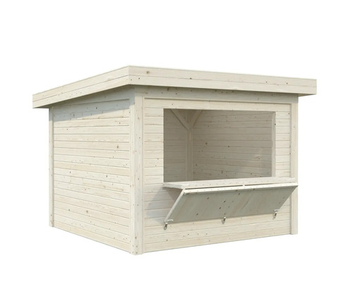 Kiosque de jardin en bois avec fenêtre de distribution et comptoir rabattu