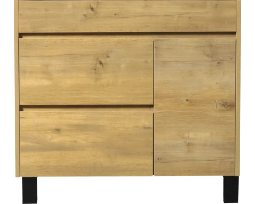 Badmöbel-Set Differnz Sofi BxHxT 80 cm x 77.5 cm x 45.5 cm Frontfarbe eiche hell 36.105.16 Waschtischunterschrank aus Holz mit Schubladen und Tür