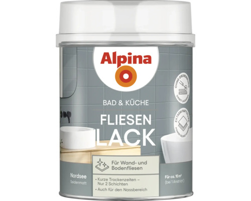 Alpina Fliesenlack für Bad und Küche, seidenmatt, geeignet für Wand- und Bodenfliesen