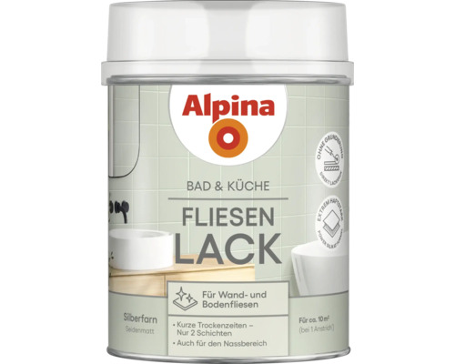 Alpina Fliesenlack silberfarn seidenmatt für Bad und Küche