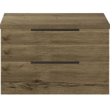 Table de chevet avec deux tiroirs et poignées