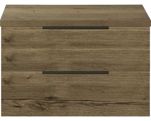 Meuble sous lavabo Sanox Seville lxhxp 80 x 53 x 45 cm couleur de façade tabacco Table de chevet avec deux tiroirs et poignées