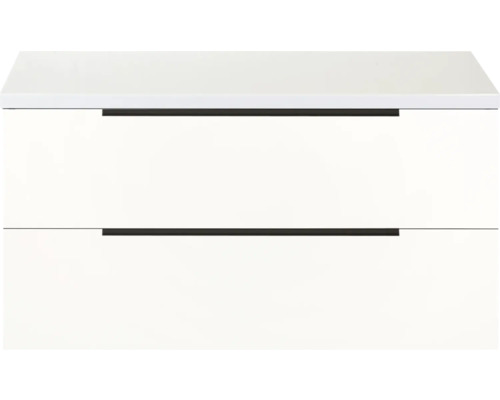 Meuble sous-lavabo blanc avec deux tiroirs