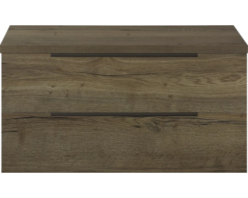 Meuble bas avec deux tiroirs aspect bois