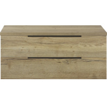 Holzfarbener Waschtischunterschrank mit zwei Schubladen