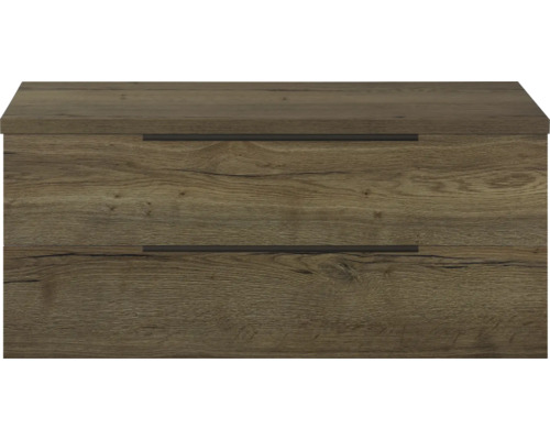 Meuble sous-lavabo avec deux tiroirs aspect bois