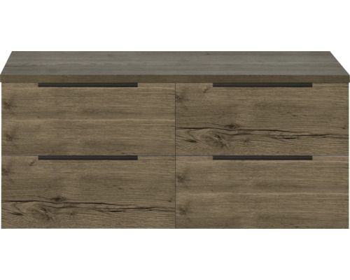 Meuble sous-vasque avec quatre tiroirs aspect bois