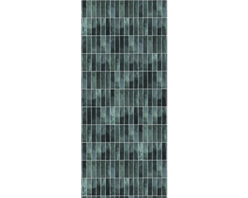 Panneau en plastique élément aspect 3D Vertical Tiles Lagoon Brilliant joint invisible 2600 x 375 x 8 mm Mosaïque rectangulaire en verre
