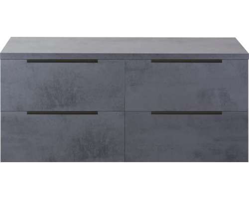 Meuble sous lavabo Sanox Seville lxhxp 120 x 53 x 45 cm couleur de façade béton anthracite Meuble bas avec quatre tiroirs et poignées