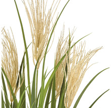 Dekorative künstliche Gräser mit filigranen Halmen und grünen Blättern