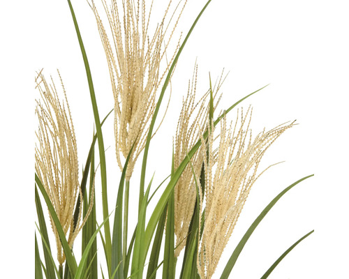 Dekorative künstliche Gräser mit filigranen Halmen und grünen Blättern