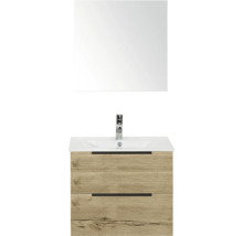 Meuble-lavabo avec armoire basse, miroir et robinetterie pour la salle de bains