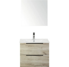 Waschtischkombination mit Spiegel, Waschbecken, Wasserhahn und Unterschrank