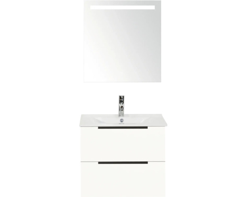 Meuble-lavabo avec meuble sous-vasque et miroir avec éclairage