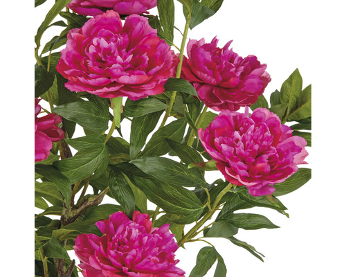 Dekorative Kunstblume mit rosa Blüten und grünen Blättern.