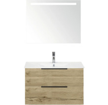 Meuble sous-lavabo avec lavabo et miroir avec éclairage