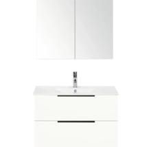 Armoire suspendue à miroir avec meuble sous-lavabo et robinetterie pour la salle de bain