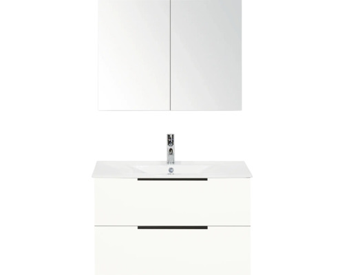 Armoire suspendue à miroir avec meuble sous-lavabo et robinetterie pour la salle de bain